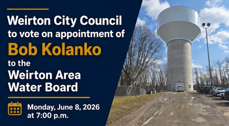 Council Set to Vote on New Weirton Area Water Board Member